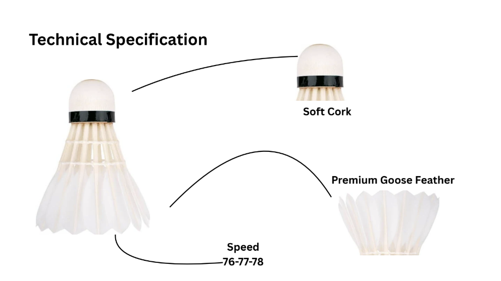 Goose feather shuttlecocks specifications